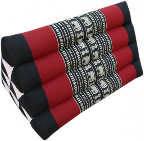 Triangle thai pillow, triangle pillow, kapok - black/red - 30x30x50 cm 