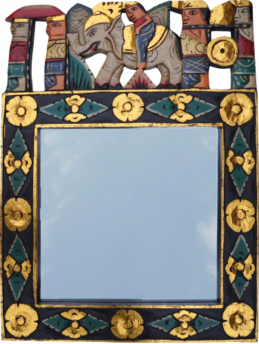 Spiegel mit Schnitzerei - Elefant - 80x60x3 cm 