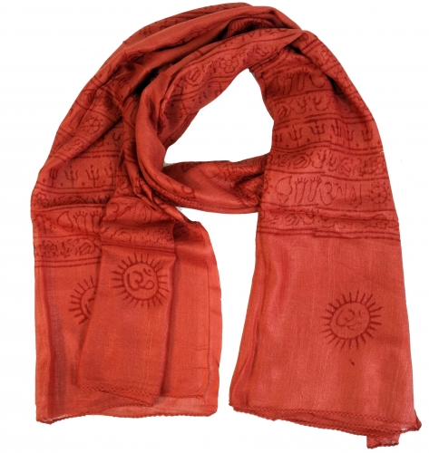 Thin Baba scarf, Benares Lunghi - rust orange - 180x95 cm