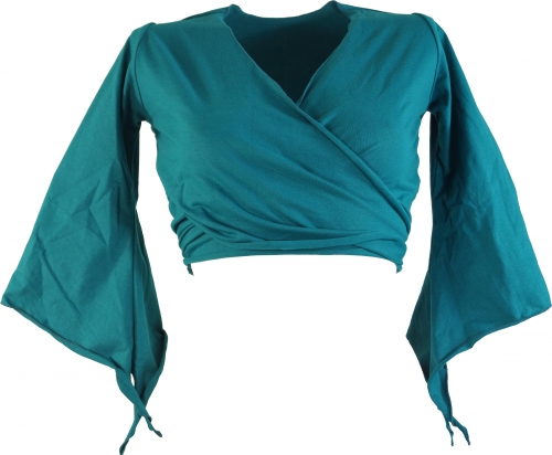 Elven top, Goa-chic top, wrap top - turquoise blue