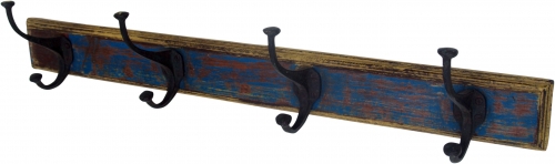 4 coat hooks antique blue - 14x61x11 cm 