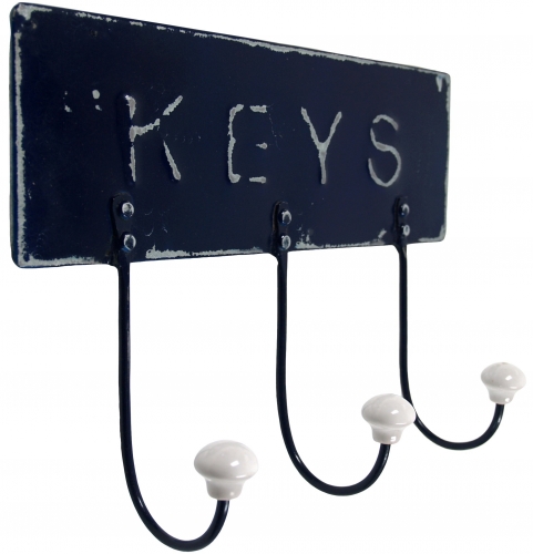 3`er Vintage Wandhakenaus Metall - Keys, Garderobenhaken, Kleiderhaken - 24x29x7 cm 
