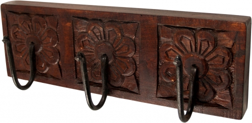 3`er wall hook ornament, Indian vintage coat rack, key rack - 10x30x2 cm 