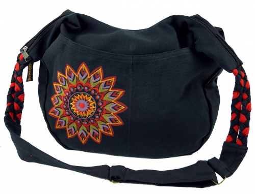Ethno Boho shoulder bag, Goa bag Mandala - black/red - 26x33x5 cm 