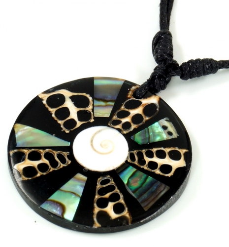 Ethno necklace, surfer necklace with mother-of-pearl inlay 3 cm