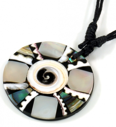 Ethno necklace, surfer necklace with mother-of-pearl inlay 3 cm