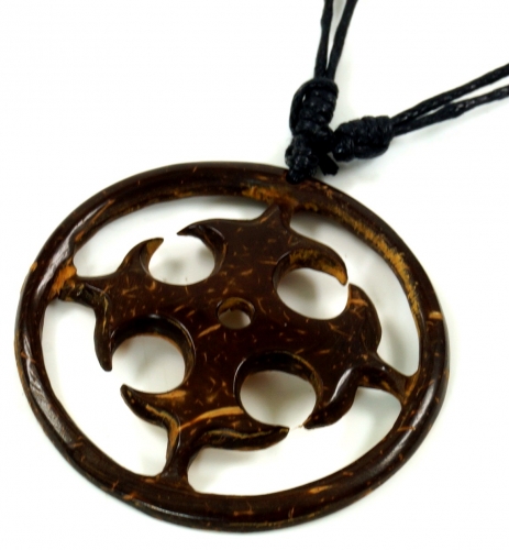 Ethno necklace Necklace with coconut pendant, surfer necklace - sun 4 cm