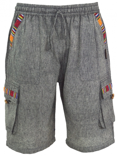Ethno yoga shorts in goastyle - stone gray