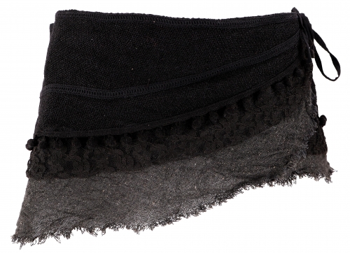 Goa cacheur with lace, mini skirt, wrap skirt belt - black