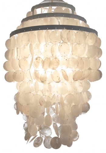 Deckenlampe / Deckenleuchte, Muschelleuchte aus hunderten Capiz, Perlmutt Plttchen - Modell Sangria - 60x40x40 cm 