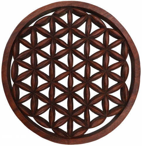 Carved mural decorative wall relief, coaster Flower of life - flower of life - 29x29x2 cm  29 cm