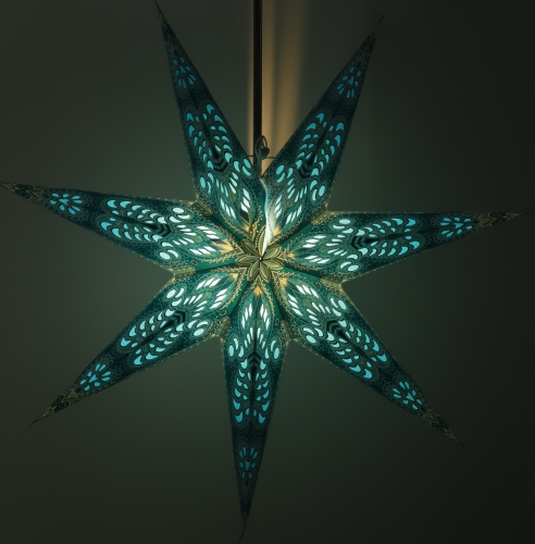Faltbarer Advents Leucht Papierstern, Weihnachtsstern 60 cm - Menora 7 t�rkis