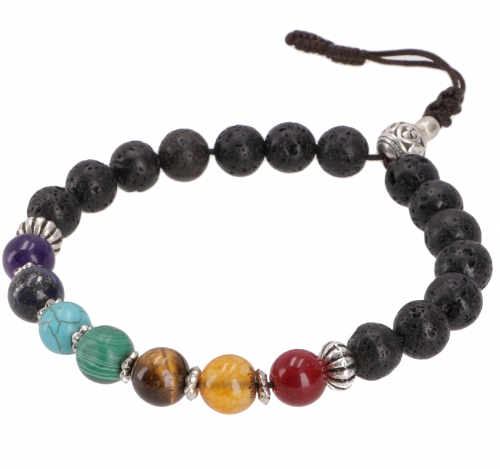 7 Chakran Mala bracelet, hand mala with semi-precious stones - Lava Buddha bracelet 7 cm