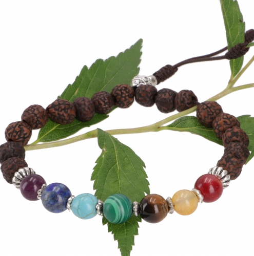 7 chakras mala bracelet, hand mala with semi-precious stones - Radruksha Buddha bracelet 7 cm