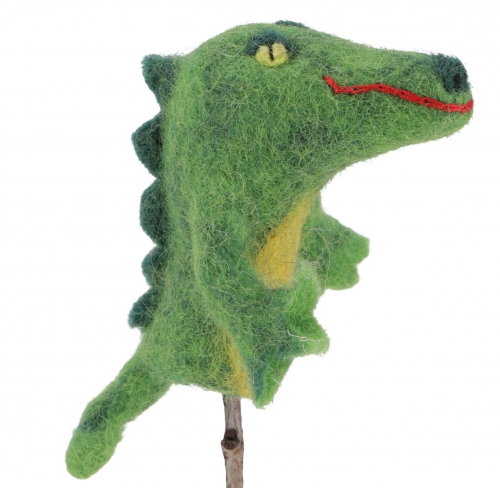Handmade felt finger puppet - crocodile - 9x4x3 cm 