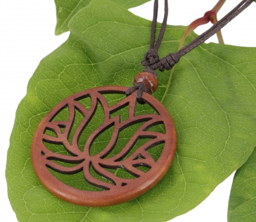 Ethno wooden jewelry necklace, surfer necklace - Lotus 4 cm