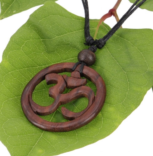 Ethno wooden jewelry necklace, surfer necklace - Om/1 4 cm