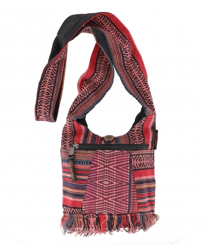 Kleine Ethno Schultertasche, Hippie Tasche, Goa Tasche - rot - 19x20x10 cm 