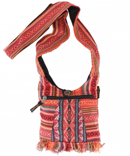 Small ethno shoulder bag, hippie bag, goa bag - rust orange - 19x20x10 cm 