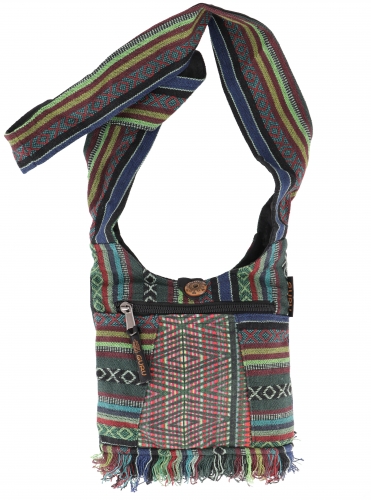 Small ethno shoulder bag, hippie bag, goa bag - green - 19x20x10 cm 