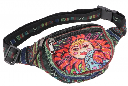 Practical belt bag, ethno bum bag Sidebag - la Luna green - 15x20x8 cm 