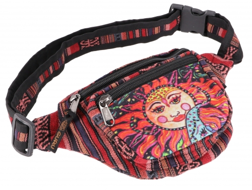 Practical fanny pack, ethnic fanny pack sidebag - la Luna red - 15x20x8 cm 