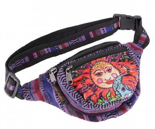 Practical fanny pack, ethnic fanny pack sidebag - la Luna purple - 15x20x8 cm 