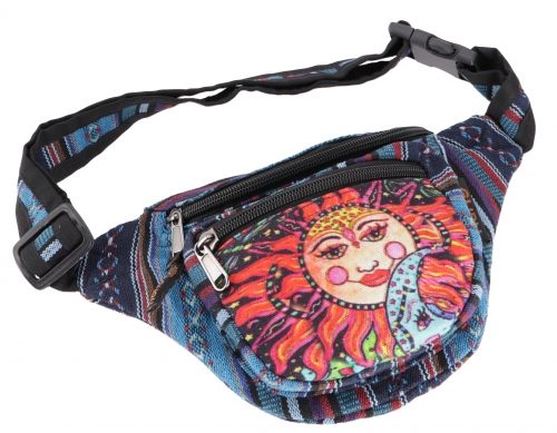 Practical fanny pack, ethnic fanny pack sidebag - la Luna petrol - 15x20x8 cm 