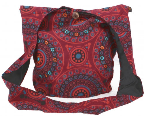 Sadhu Bag, Ethno Shopper, embroidered shoulder bag - bordeaux red - 30x32x20 cm 