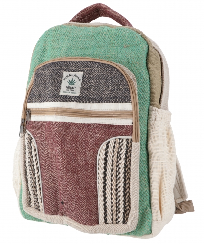 Ethno hemp backpack - natural/green - 40x30x20 cm 