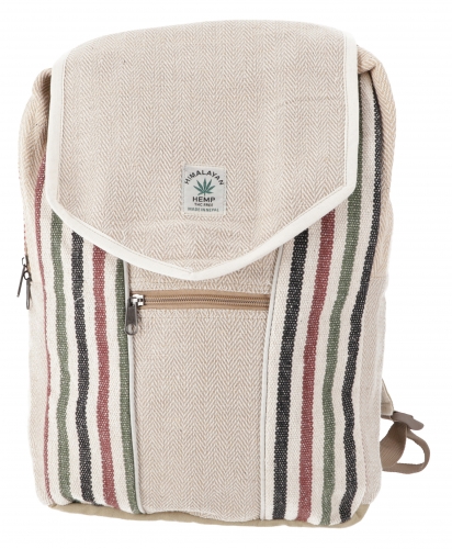 Ethno hemp backpack striped - nature/multi - 40x30x20 cm 