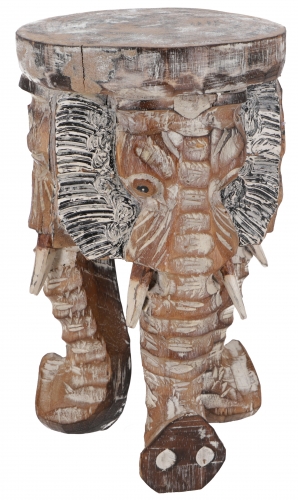 Blumenhocker, Dreibeiniger Beistelltisch, Dekoobjekt Elefanten Kopf - hell 30 cm