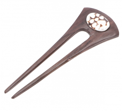 Ethno wood hair clip, boho hair pin, hair fork - shell - 15 cm