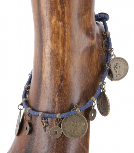 Anklet macram with coins - model 5
