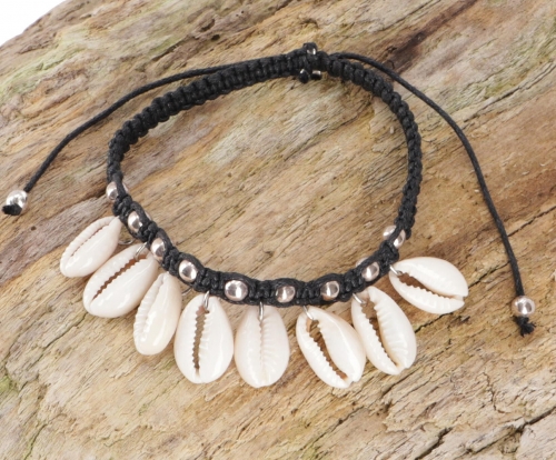 Beaded bracelet/anklet cowrie snail, macram, shell bracelet - model 1