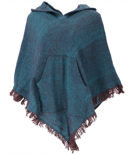 Poncho Hippie chic with pointed hood, Pixi Poncho - blue