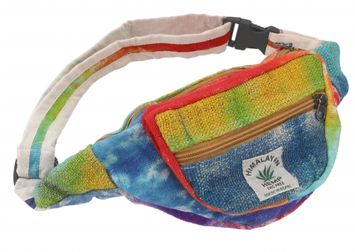 Practical hemp belt bag, batik ethno fanny pack, side bag - batik colorful - 15x20x8 cm 
