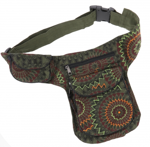 Fabric sidebag fanny pack, goa fanny pack - olive - 27x20x4 cm 