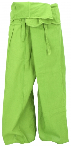 Thai fisherman pants made of cotton, loose fit wrap pants, wide yoga pants - lemon-green