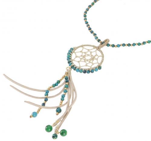 Ethno necklace, costume jewelry necklace dreamcatcher - beige