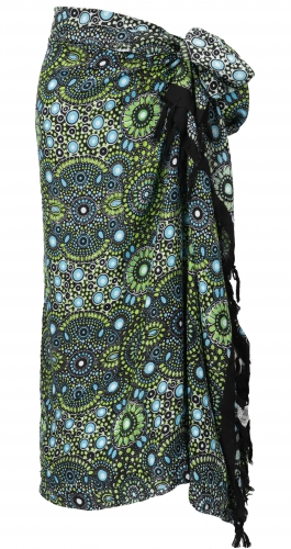 Bali sarong, wall scarf, wrap skirt, sarong dress - green/blue - 160x110 cm