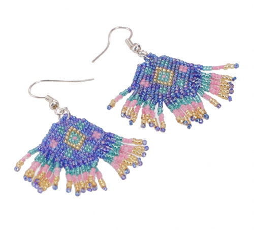 Indigenous jewelry, Boho earrings, Ethno pearl earrings - Model 8 - 6x3 cm