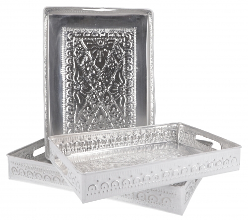 Tray in 3 sizes, box set made of embossed aluminum