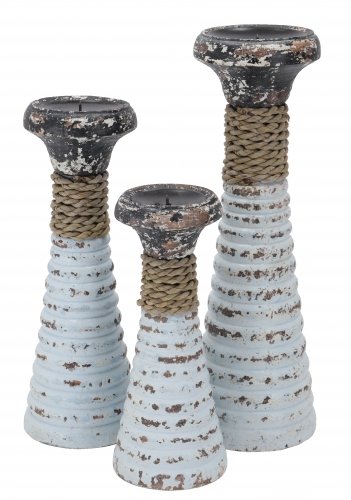 Holz Kerzenstnder in 3 Gren, Kerzenhalter Set im Vintage Look