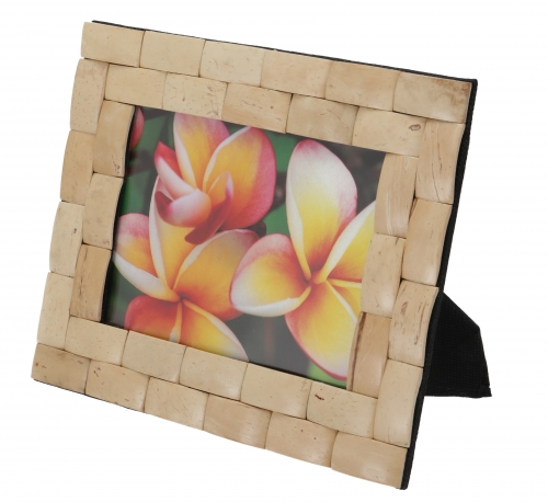 Patchwork picture frame made from coconut, standing picture frame - natural - 24x20x1 cm 