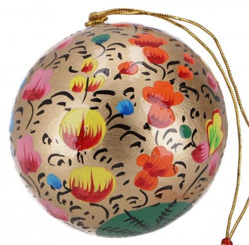 Upcycling paper mache Christmas bauble, hand-painted Christmas tree decoration, cashmere bauble - pattern 18 - 7x7x7 cm  7 cm