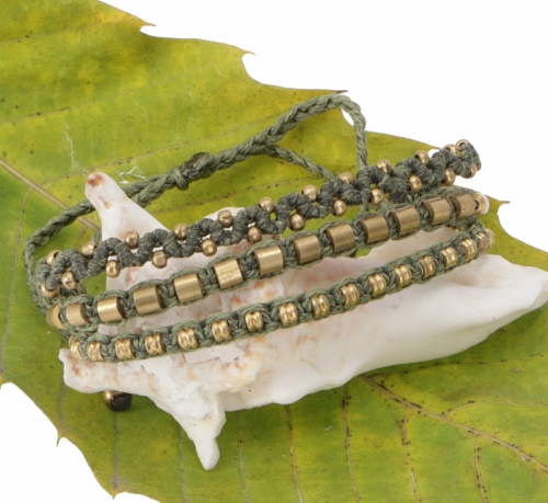 Bead bracelet, macram bracelet, men`s bracelet - olive green - 2x15x0,5 cm 