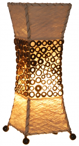 Tischlampe / Tischleuchte, in Bali handgemacht aus Naturmaterial, Kokosfaser, Bambus - Modell Maris Bamboo - 45x15x15 cm 