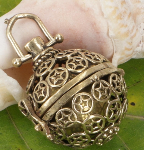 Angel caller, golden singing ball necklace pendant - model 9 - 4,5 cm 2,2 cm