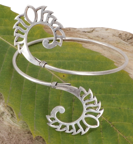 Indian upper arm bangle brass, boho bracelet, boho bangle - spiral 3/silver 9 cm